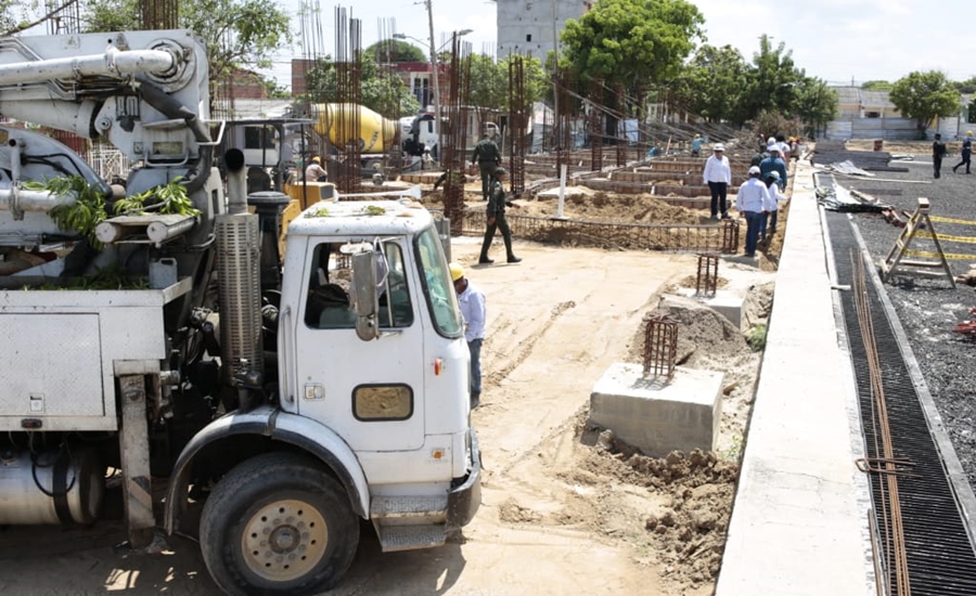 Estadio de fútbol de Soledad avanza en 50 por ciento de construcción