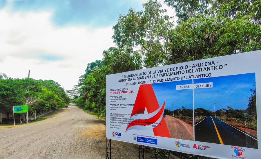 Verano pone en marcha obras en vía La Azucena, para la competitividad del norte del Atlántico