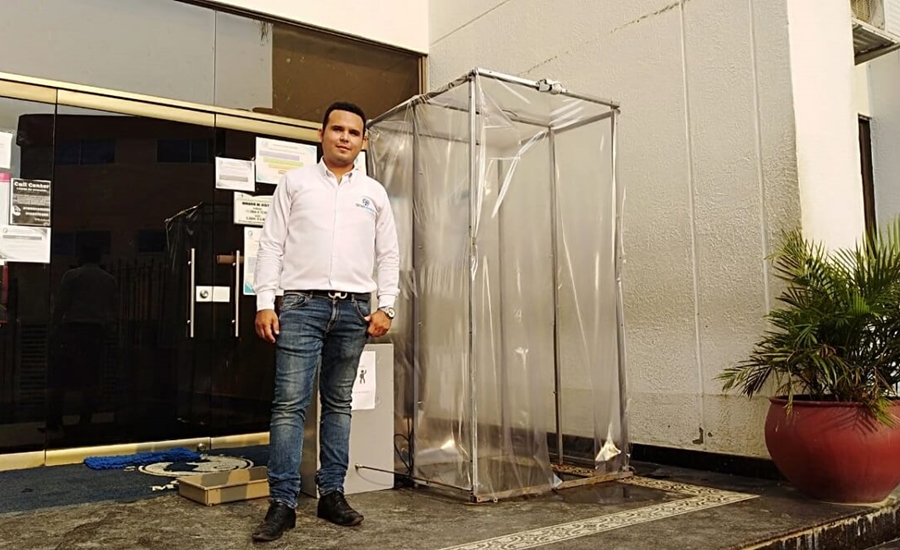En Santa Marta diseñan cabina de desinfección peatonal para combatir contagio del COVID-19