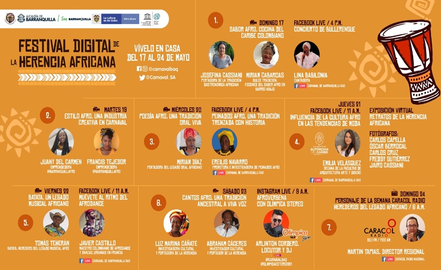 Festival Digital de la #HerenciaAfricana en redes de Carnaval de Barranquilla