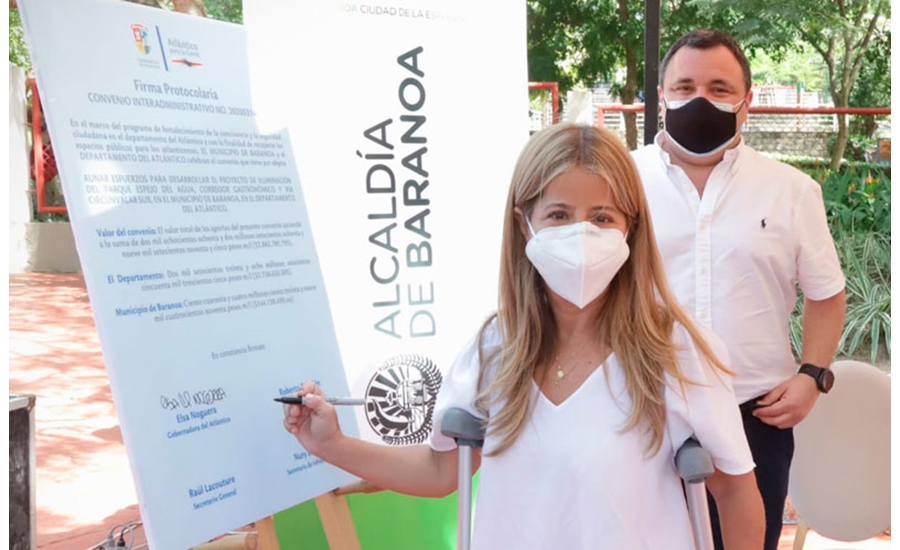Gobernación del Atlántico y Baranoa firman convenio para instalar alumbrado público en el municipio