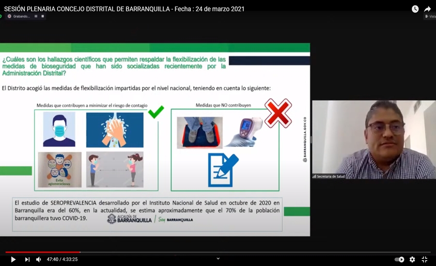 Secretario de Salud Distrital rindió informe ante el Concejo de Barranquilla