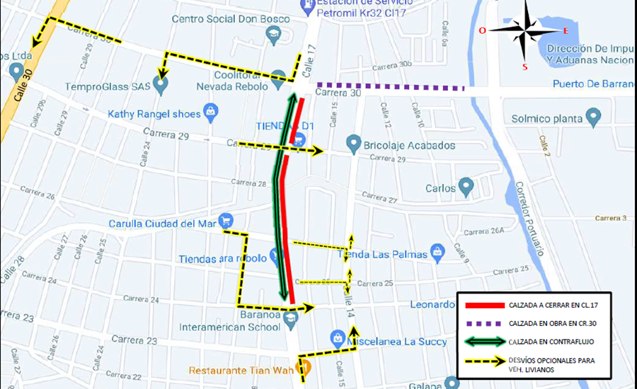 Por construcción de líneas de transmisión de energía cierre de vías a partir de este miércoles 5 de mayo en Barranquilla