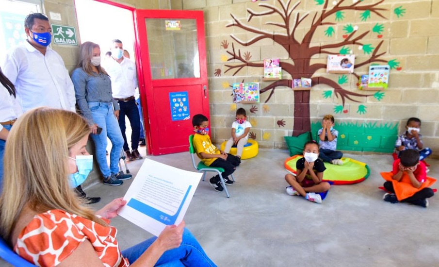 Gobernadora del Atlántico entregó obras complementarias y aulas Pencora en institución educativa de Aguada de Pablo