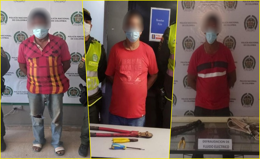 Tres capturados por el delito de hurto de energía a Air-e