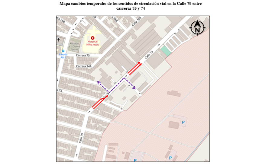 A partir del lunes 14 de marzo de 2022 se implementa cambio de sentido vial temporal en la calle 79