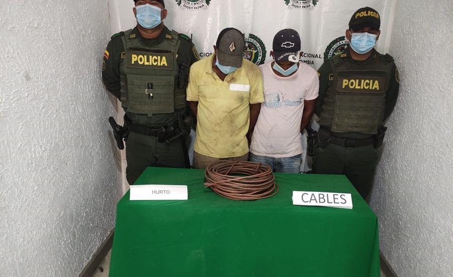 Dos capturados por hurto de redes eléctricas en zona rural de Juan de Acosta