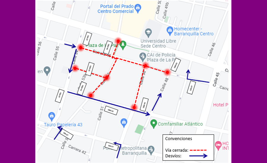 Conozca los cierres viales este fin de semana en Barranquilla