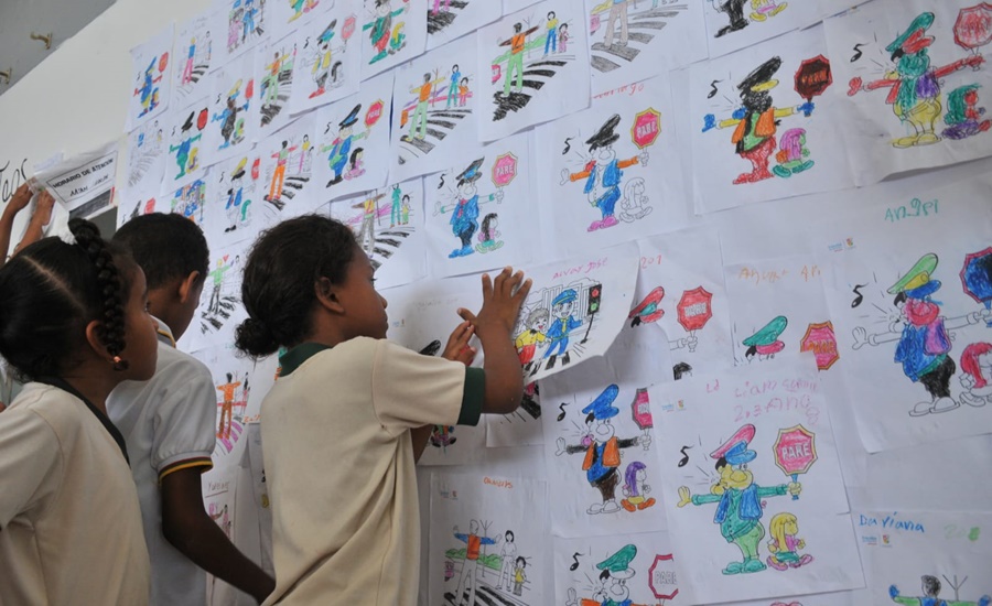 Pintando y jugando, Tránsito del Atlántico enseña seguridad vial a estudiantes de primaria en corregimientos