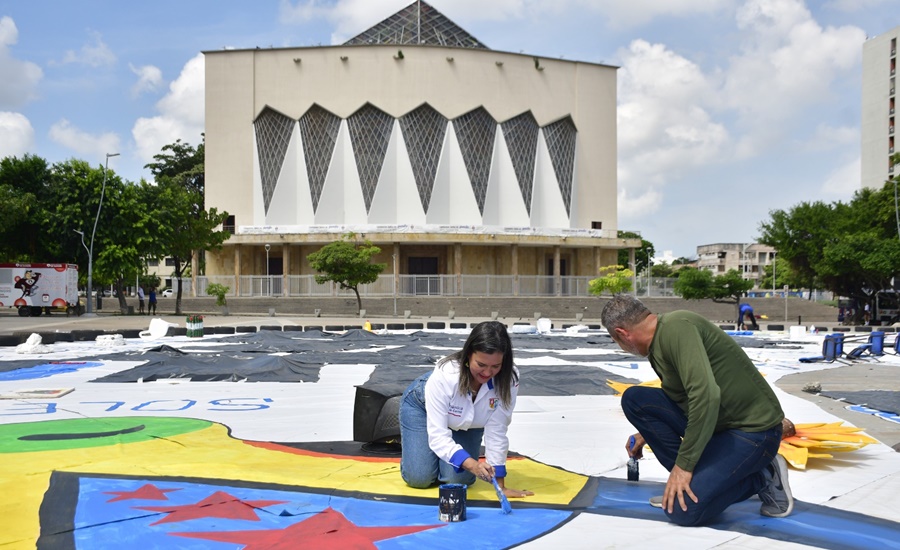 Gobernación del Atlántico presenta la obra de arte efímero más grande de Latinoamérica en la Plaza de la Paz