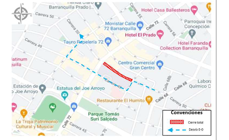 Por eventos de pre-carnaval en Barranquilla, cierres de vías para este viernes 9 de febrero de 2024