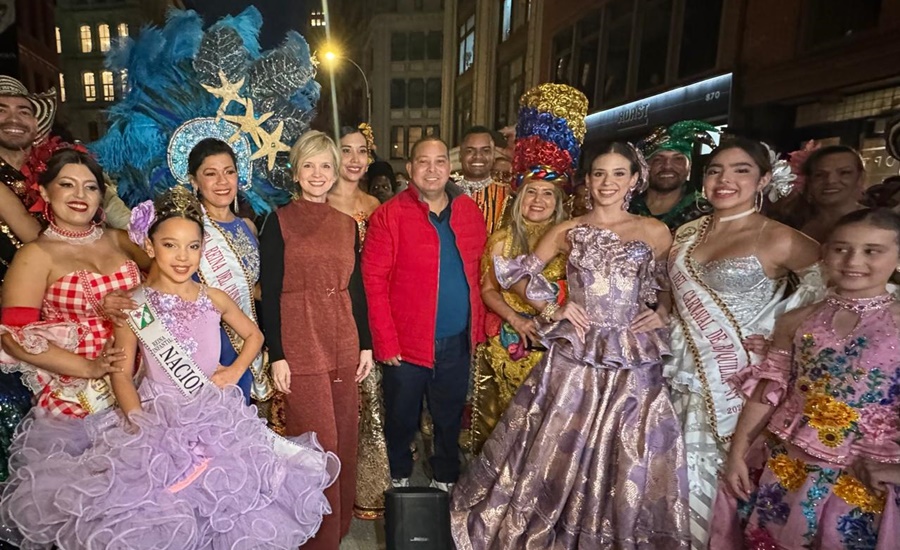 La reina del Carnaval de Barranquilla 2025, Tatiana Angulo Fernández De Castro lidera toma carnavalera en Union Square