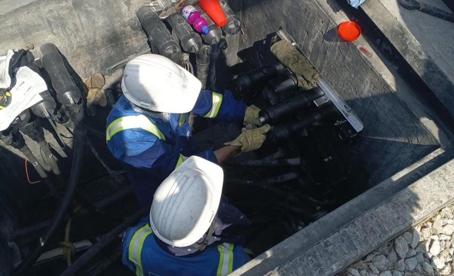Trabajos en redes eléctricas subterráneas en un sector de Buenavista en el norte de Barranquilla