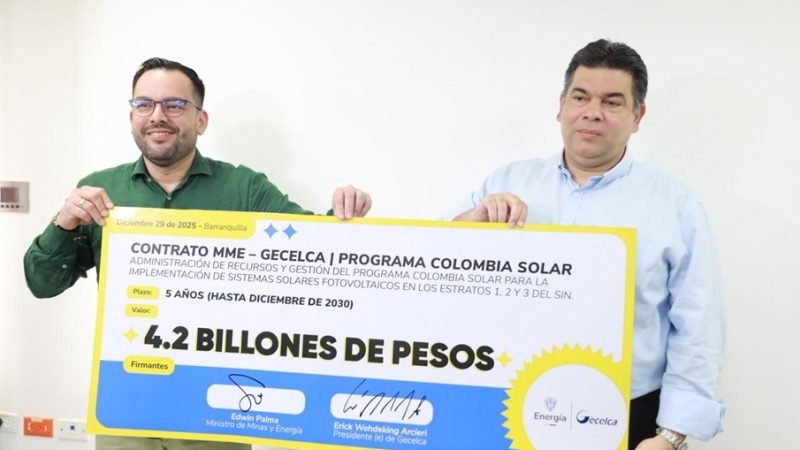 MinEnergía y Gecelca firman convenio interadministrativo para impulsar el Programa Colombia Solar por $4,2 billones
